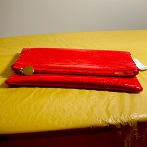 Leather snakeskin clutch